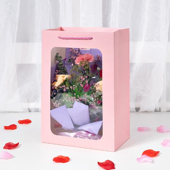 Promotional wholesale Valentine Floral Carry Box and Fresh Flower Box With Clear Window