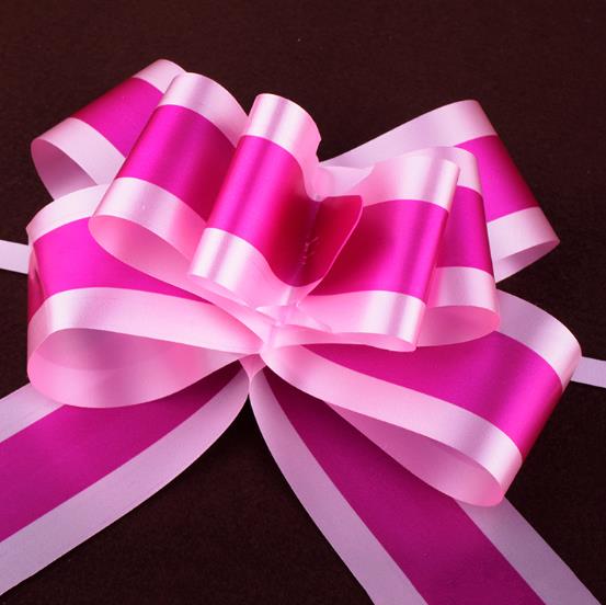 Cheap flower wrapping purple pp pull ribbon bows