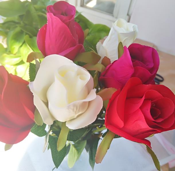 China luxury beautiful single stem silk rose artificial decoration flower for office and home hotel